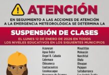 Suspenderán clases este lunes 12 de enero en municipios del sur de Veracruz por lluvias