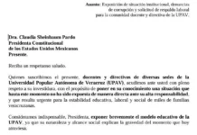 Docentes de la UPAV piden intervención directa de Claudia Sheinbaum ante crisis laboral y financiera