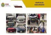 Vehículos asegurados en operativo de cateo con fuerzas federales y estatales en Medellín de Bravo