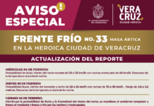 Mantiene Protección Civil de Veracruz Aviso Especial previo a ingreso de Frente Frío No.33