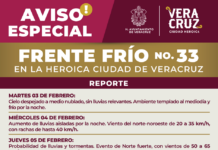 Prevé PC de Veracruz nuevo norte por ingreso de Frente frío No.33 el próximo jueves