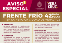 Ingresa Frente Frío 42 a la ciudad de Veracruz el fin de semana