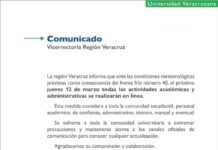 Universidad Veracruzana suspende actividades presenciales en región Veracruz por frente frío 40