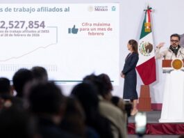 Sheinbaum destaca registro de 22.5 millones de empleos afiliados al IMSS, la cifra más alta para un mes de febrero