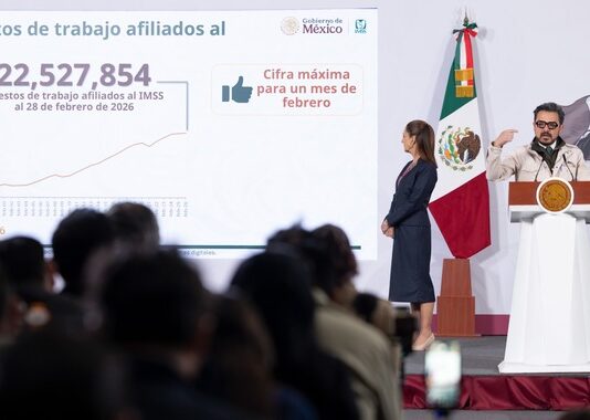 Sheinbaum destaca registro de 22.5 millones de empleos afiliados al IMSS, la cifra más alta para un mes de febrero