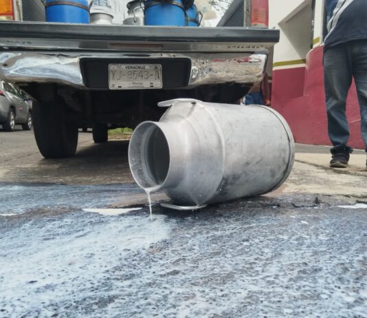 Productores lecheros protestan en Xalapa por baja de contratos en Leche para el Bienestar