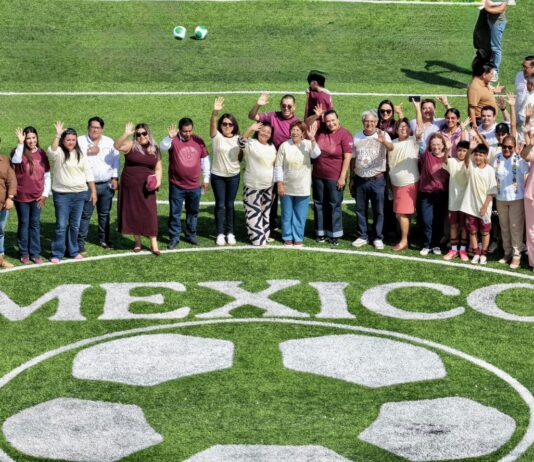 Inaugura Rosa María cancha de futbol 7 del programa Mundial Social 2026