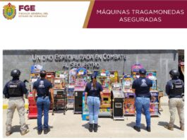 Seis establecimientos de Xalapa son intervenidos; UECS asegura 18 máquinas tragamonedas