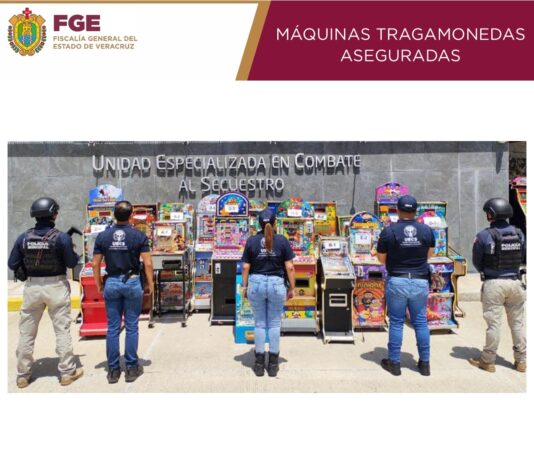 Seis establecimientos de Xalapa son intervenidos; UECS asegura 18 máquinas tragamonedas