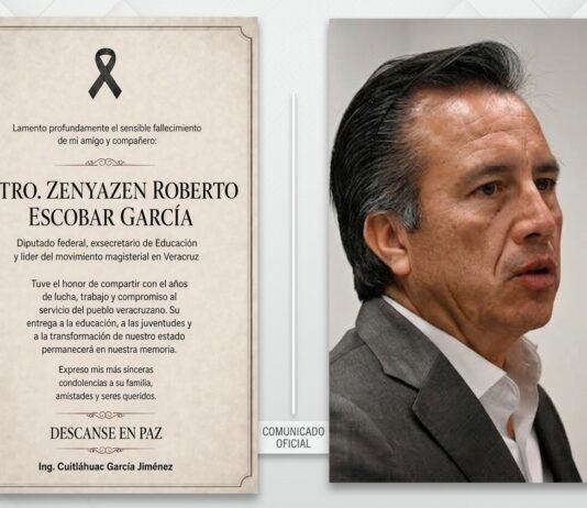 Cuitláhuac García lamenta muerte de Zenyazen Escobar y confía en que se esclarezca el hecho