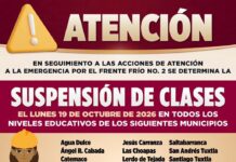 Gobierno del Estado suspende clases en 28 municipios ante efectos del FF2
